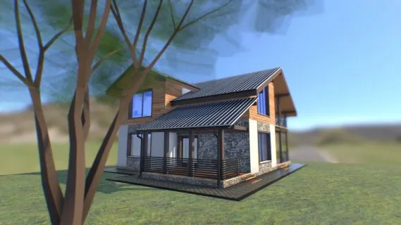 小木屋 中式住宅 现代别墅 现代住宅 居住建筑模型 私人别墅 私人住宅 独栋洋房 独栋别墅