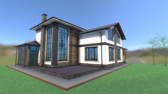 现代别墅 现代住宅 居住建筑模型 私人别墅 私人住宅 独栋洋房 独栋别墅 欧式住宅