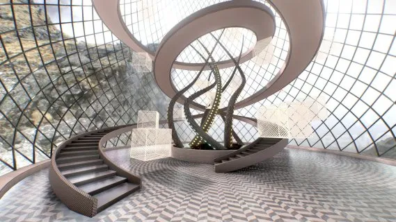 VR艺术空间 现代空间 酒店大厅 高档客厅 楼梯
