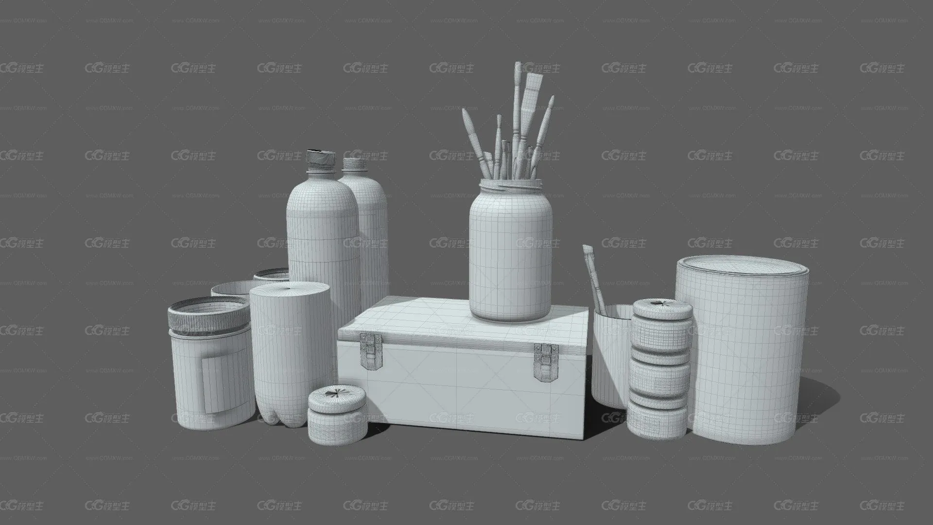 绘制工具 白图 笔 笔筒 物品箱-1