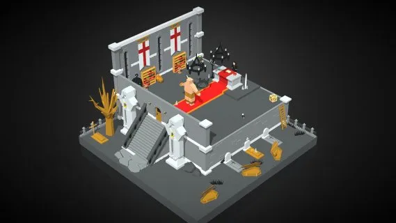 Lowpoly卡通黑暗的地牢 监牢 牢狱 牢笼 卡通场景