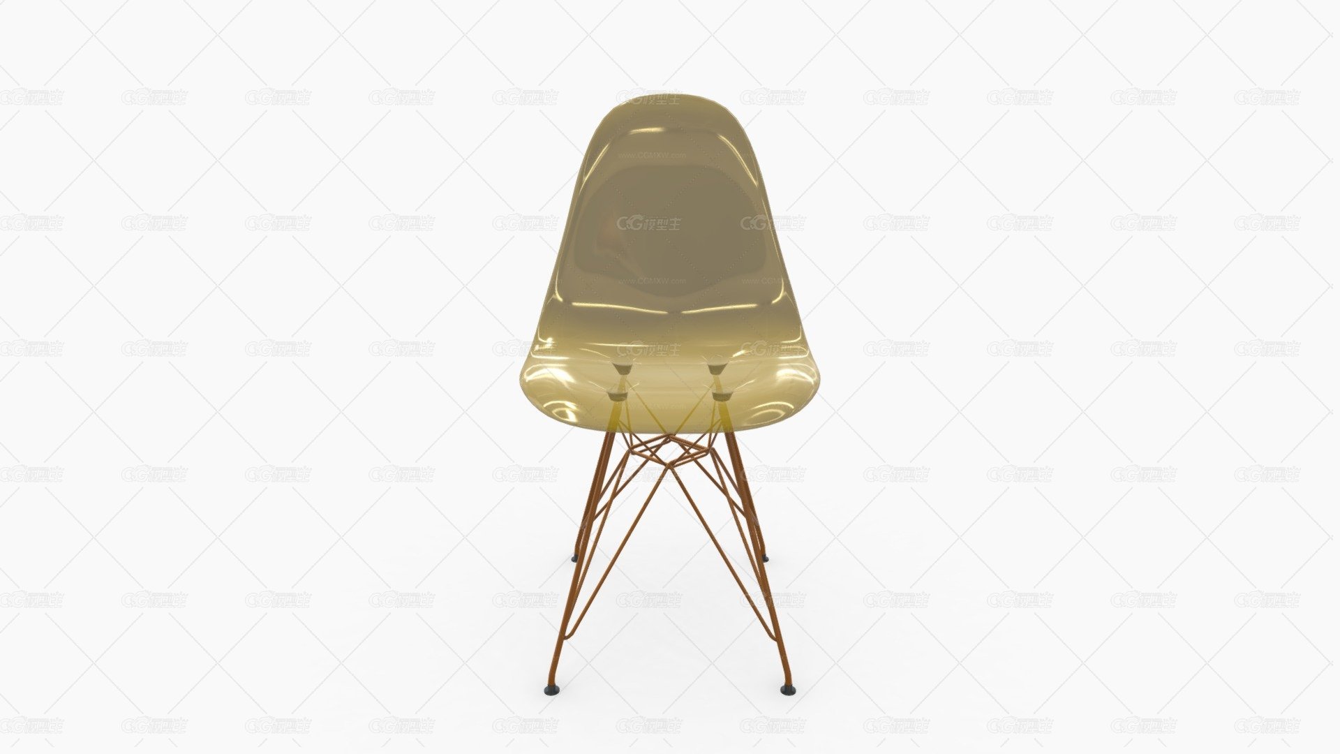 Silla Auxiliar Eames Plastico Ambar R_Pata Met-1