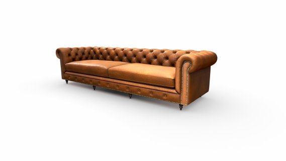 Sofa Cuero 4tos Capitoneado Miel