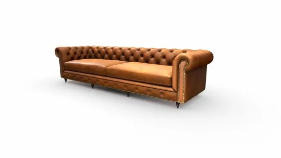 Sofa Cuero 4tos Capitoneado Miel