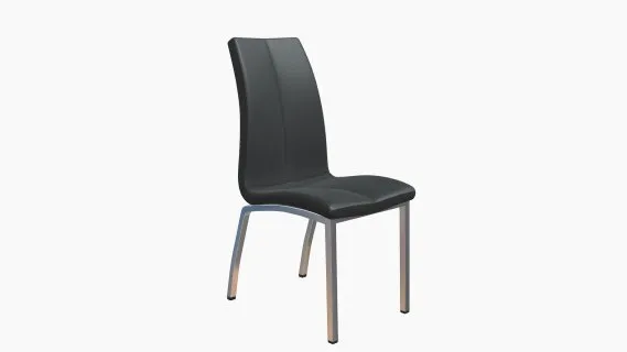 SILLA DE COMEDOR ASAMA CUERO SINT NEGRO-BASE CRO