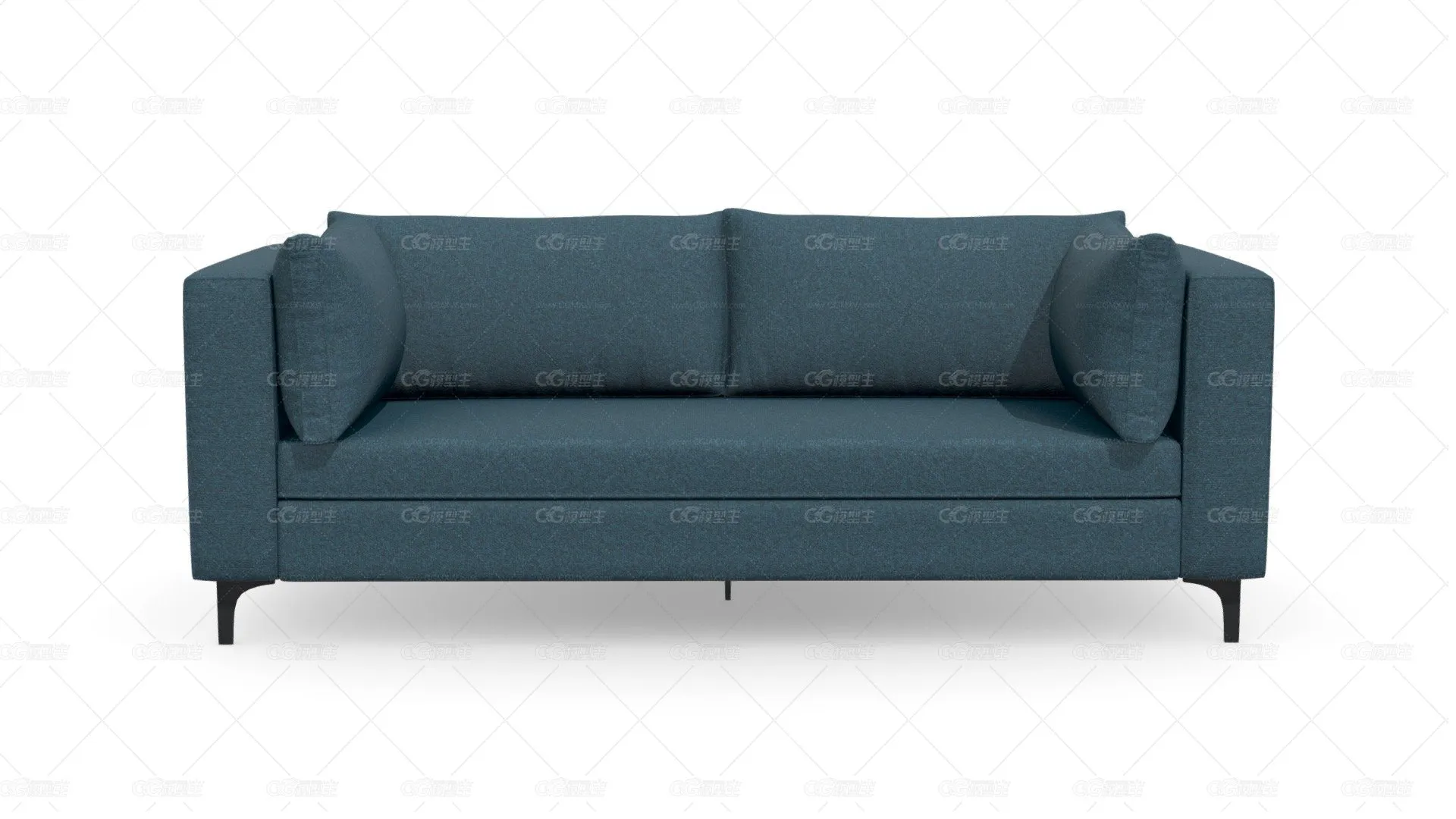 Sofa Alma 3 Puestos Tela Mons AzulPetrol P.Negro-1