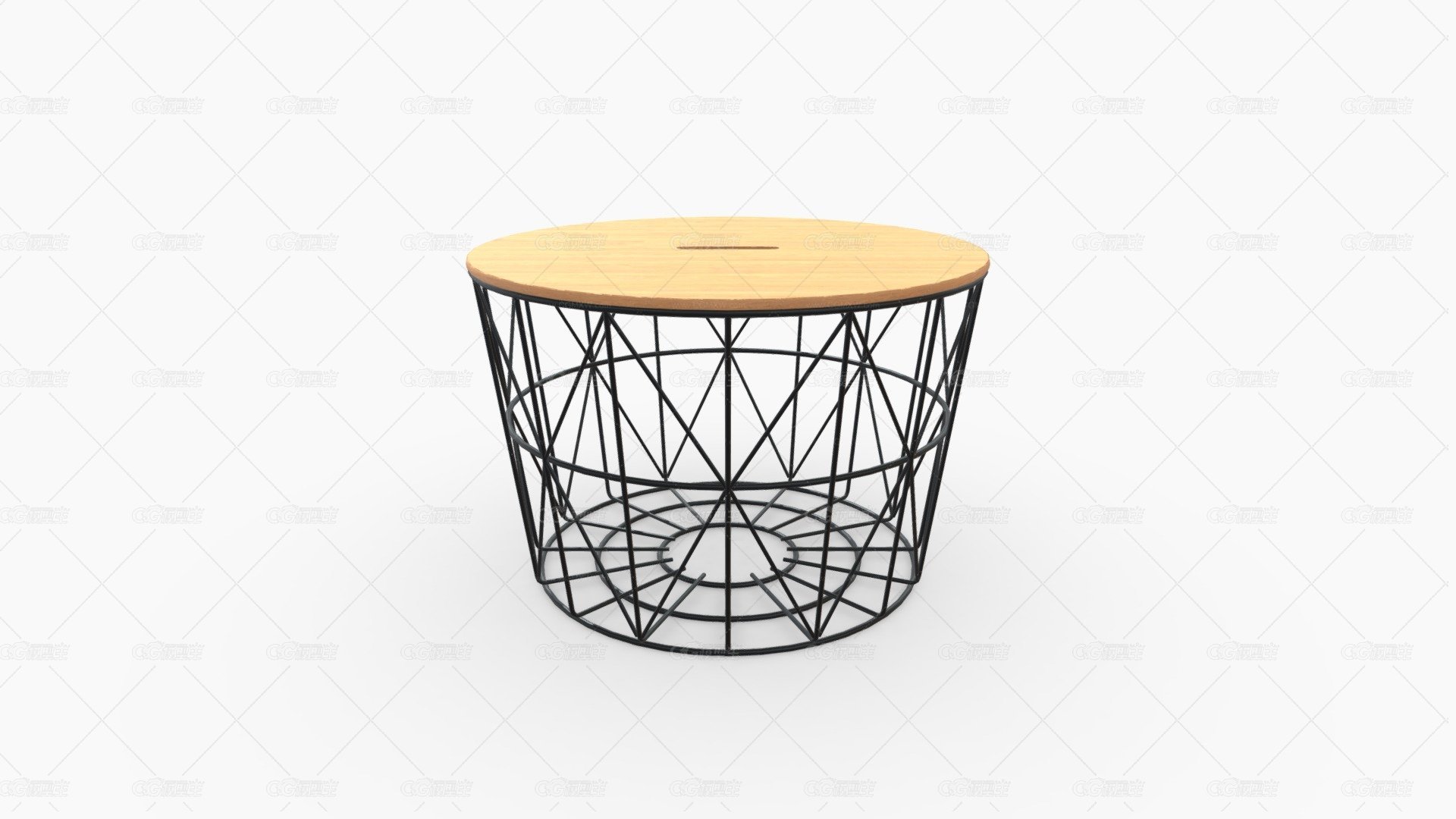 Mesa de Centro Basket Madera Roble Metal Negro-1