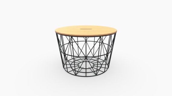 Mesa de Centro Basket Madera Roble Metal Negro