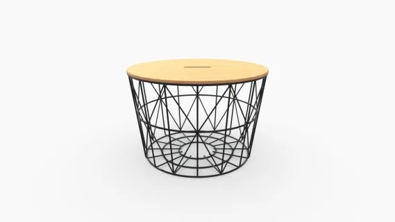 Mesa de Centro Basket Madera Roble Metal Negro