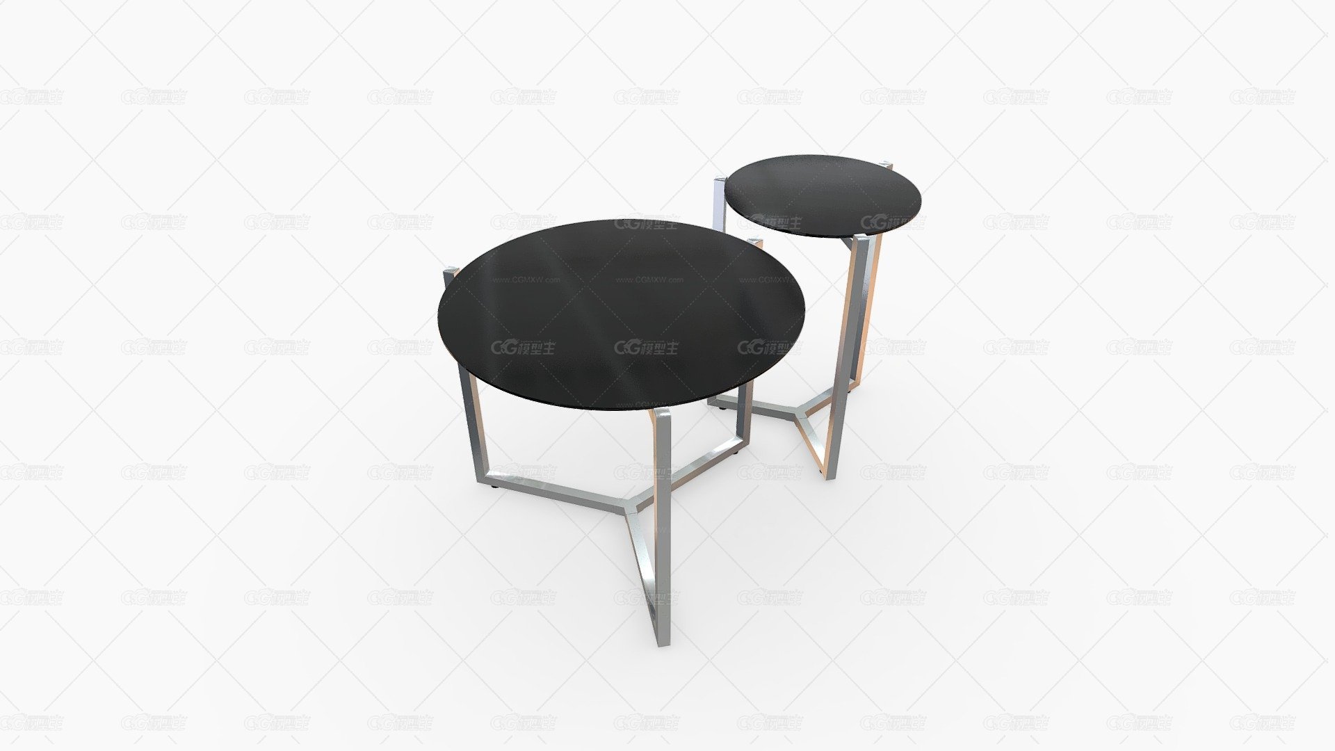 Mesa De Centro X2 Amber Vid Negro Base Cromo-1