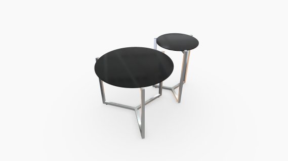 Mesa De Centro X2 Amber Vid Negro Base Cromo