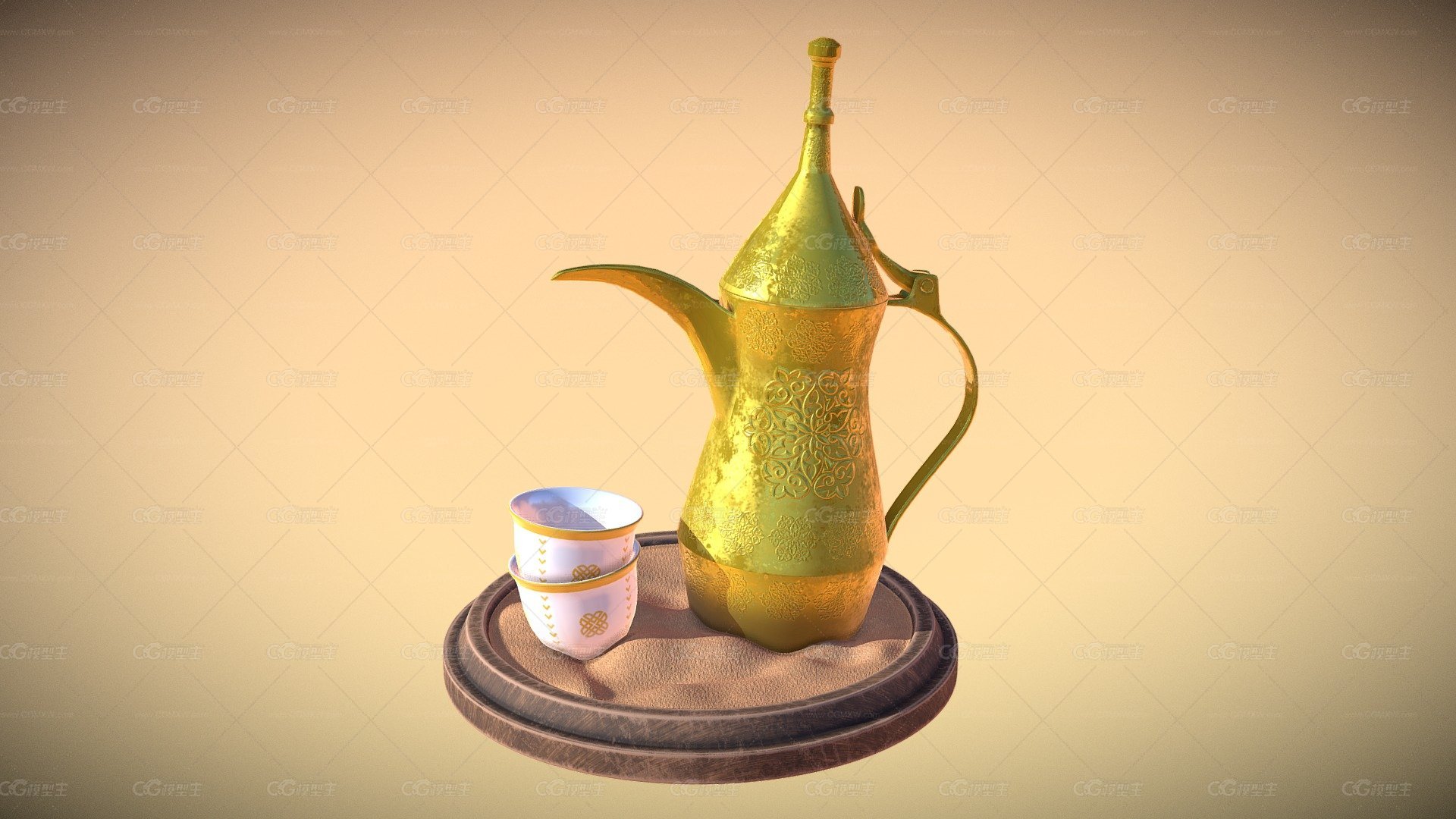 阿拉伯 咖啡壶 茶壶 茶杯 -1