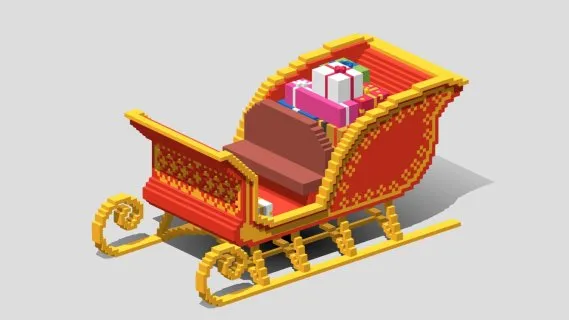 Voxel圣诞老人推车