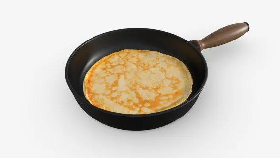 煎锅上的煎饼 煎饼锅 煎蛋锅 平底锅 煎锅 厨具 不粘锅 厨房用具