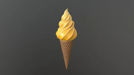 华夫饼蛋卷冰淇淋球 冰淇淋 甜筒