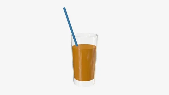 装有橙汁和吸管的玻璃杯01
