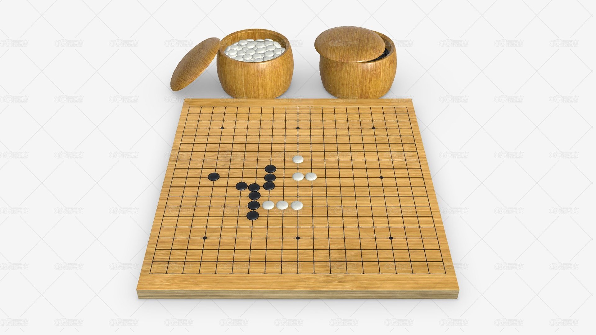 战略棋盘 围棋棋牌 五子棋 棋盘 黑白棋子-1