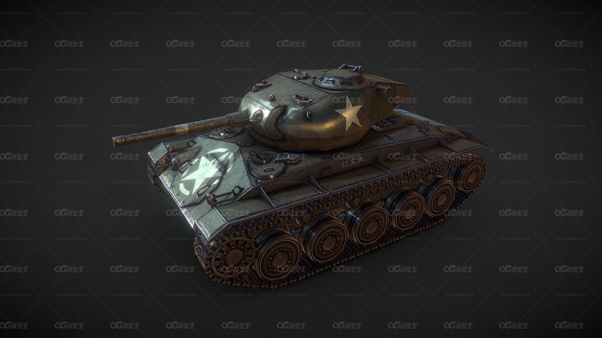 Lowpoly M24 Chaffee-1