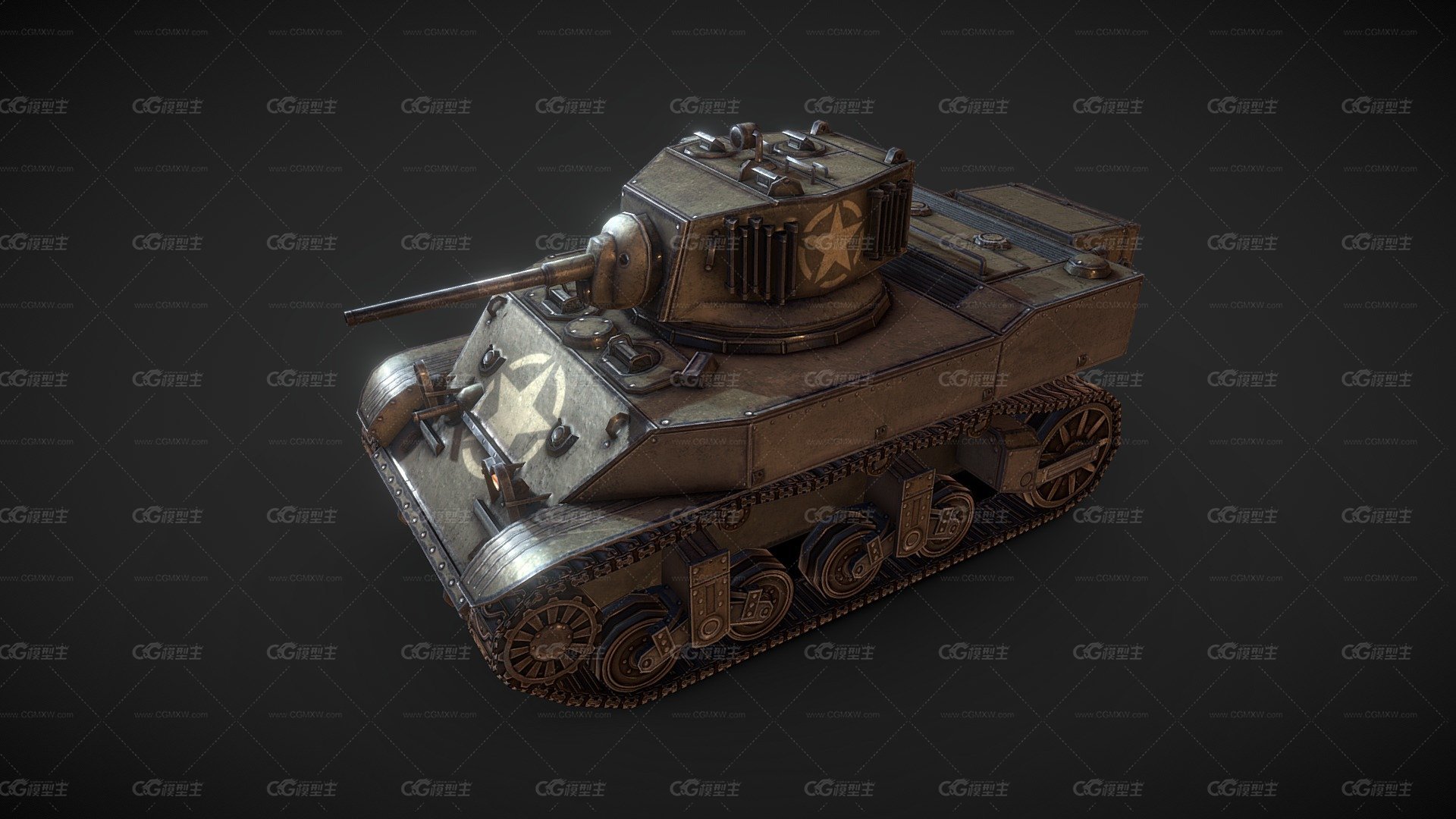 Lowpoly M5A1 Stuart-1