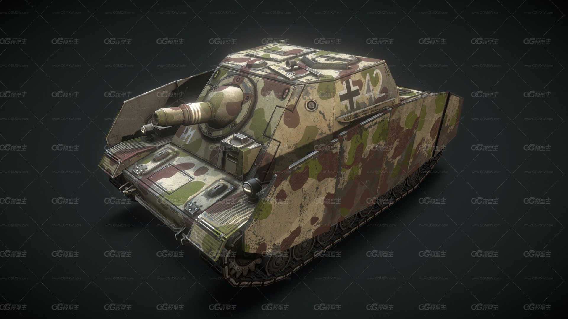 Low poly Sd.Kfz.166 Sturpanzer Brummbar Camo-1