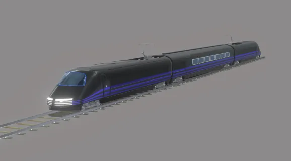 现代高铁 火车 动车 高速轨道火车 
