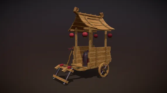 小木车 古代木板车 运输车 古代餐车 马车