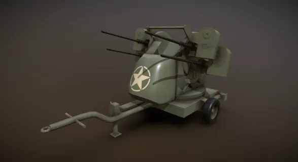 写实二战美国四挺勃朗宁M2重机枪M45防空机枪塔模型 炮塔 防御机枪