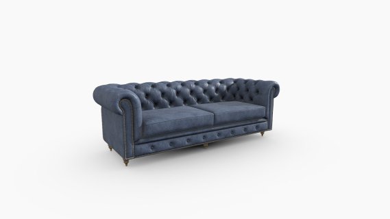 11705_SOFA CUERO 3PT CAPITONEADO AZUL