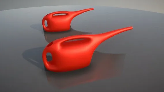 红色浇水罐（高和低Poly）