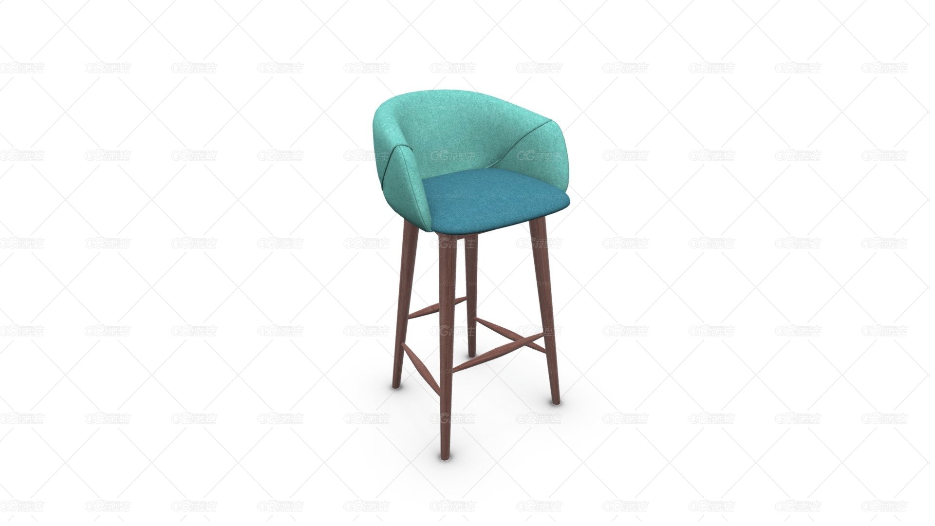 Lule Bar Stool，矿物蓝和翡翠绿-1