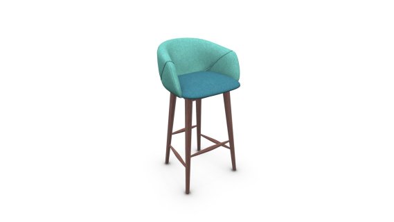 Lule Bar Stool，矿物蓝和翡翠绿