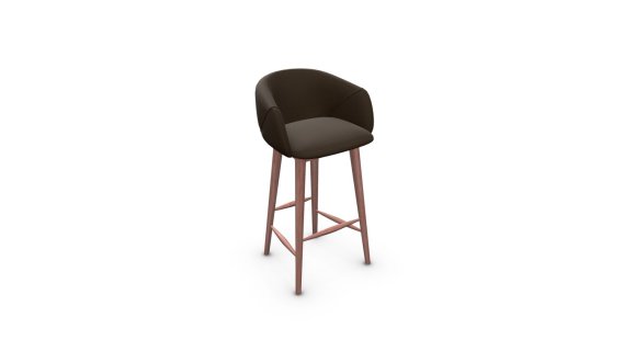 Lule Bar Stool，水獭灰丝绒