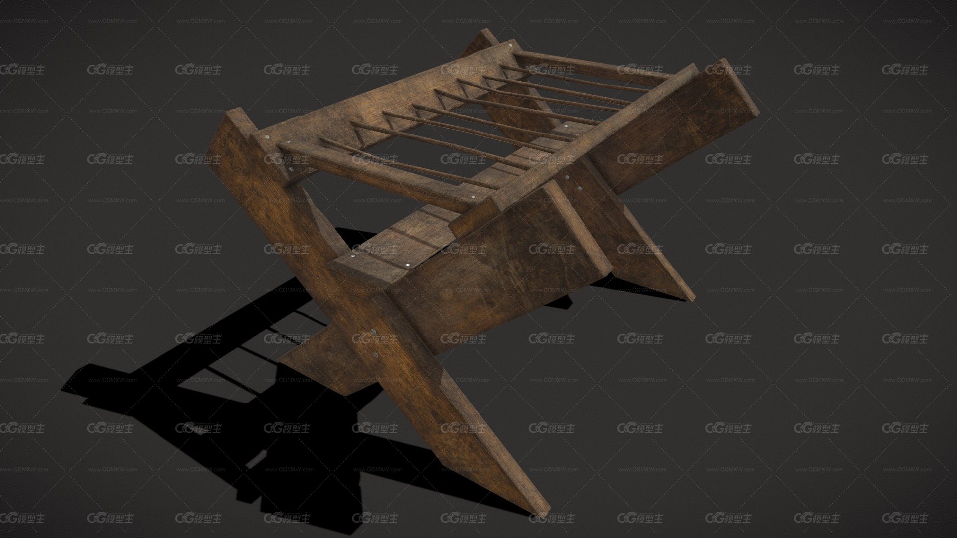 乡村_Wooden_Medieval_Dishes_Rack-1