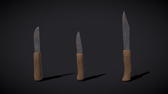 三把破旧的Parring Knives