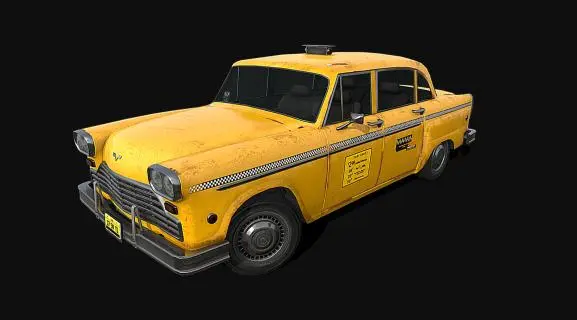 LowPoly美国50年代经典计程车 老式出租车 出租车 Taxi 汽车