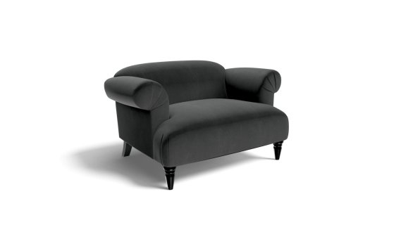 Claudia Loveseat，锡灰色天鹅绒