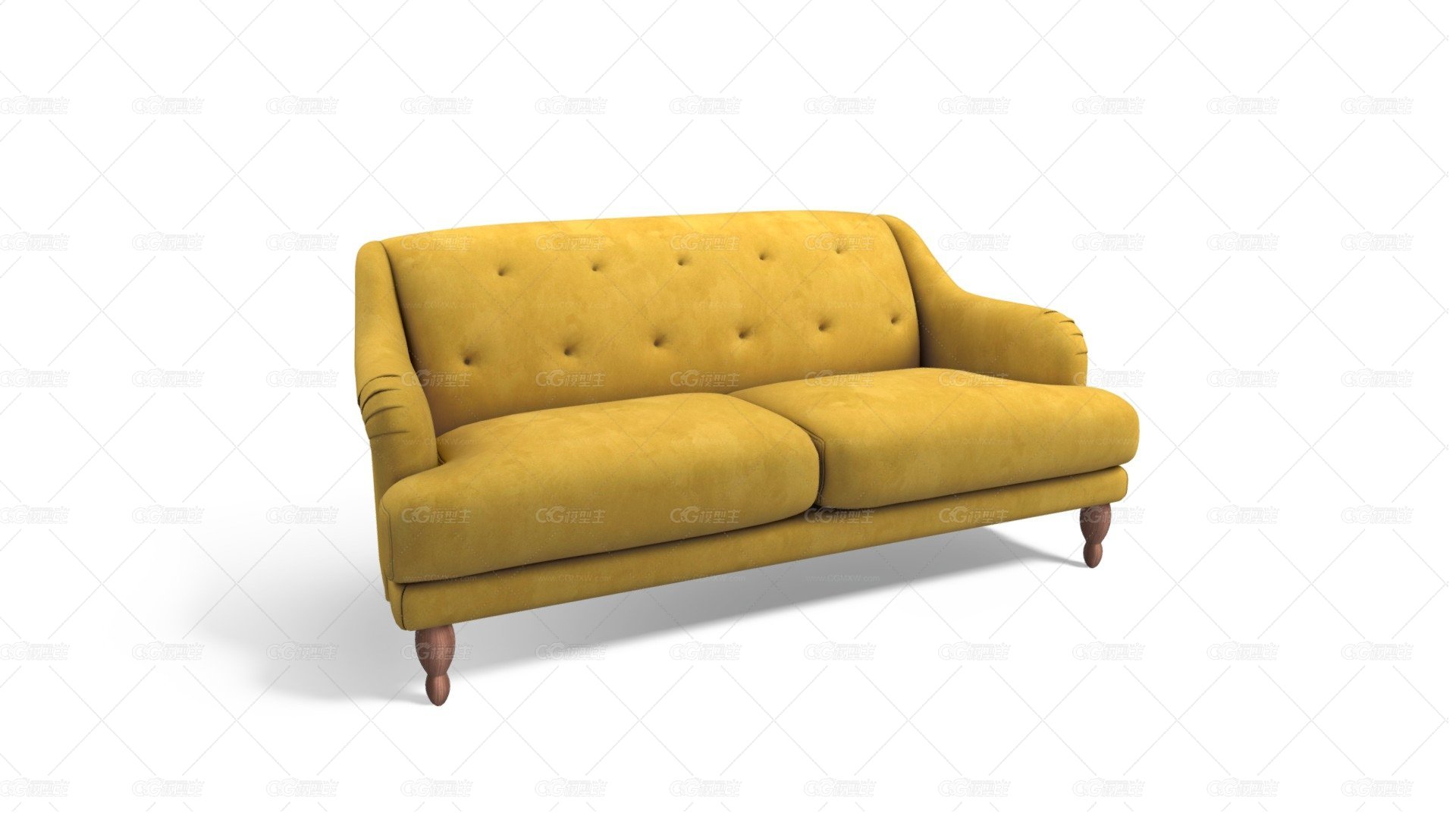 Ariana 3 Seater，Ochre Velvet-1