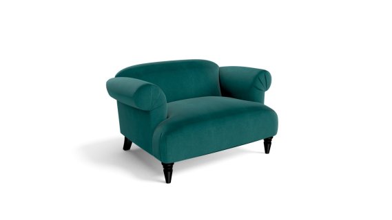 Claudia Loveseat，孔雀蓝丝绒