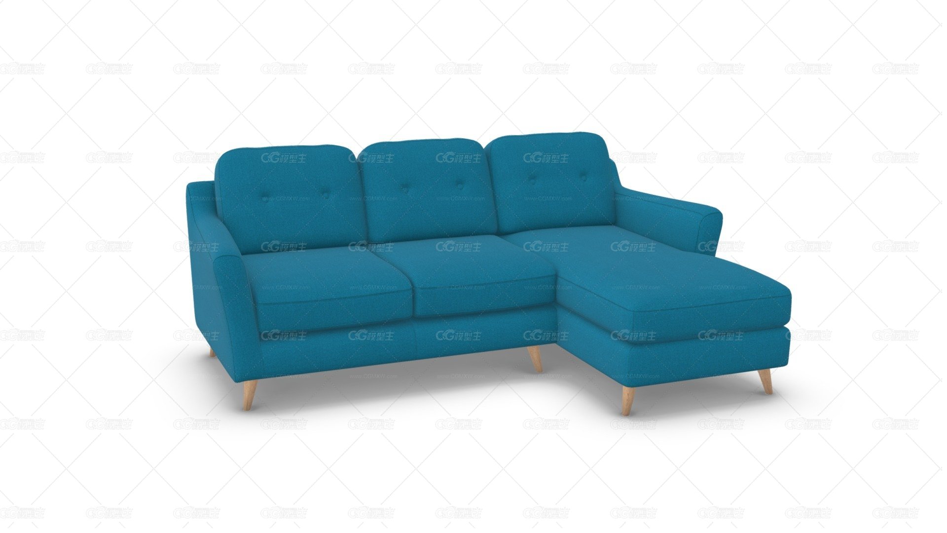 Rufus RHF Chaise End Corner，Rich Azure-1