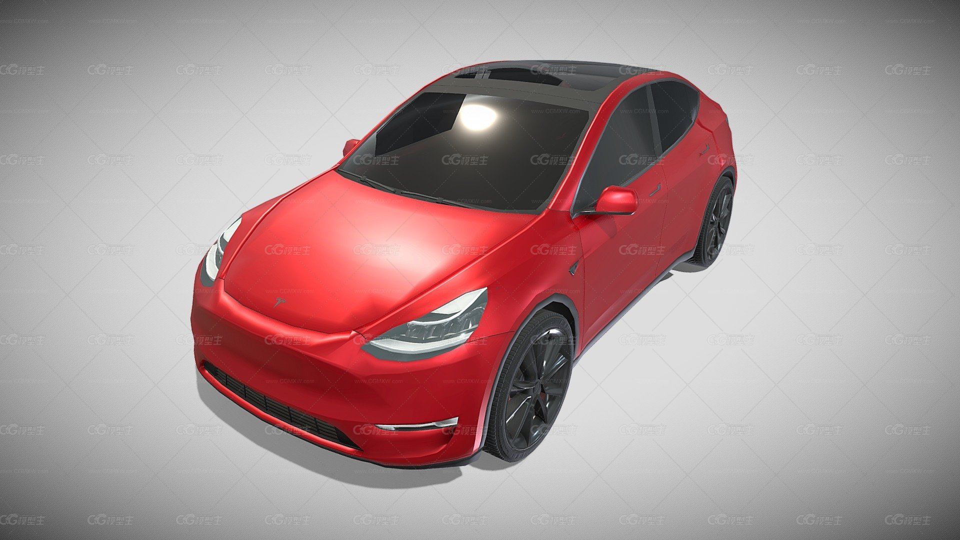 特斯拉Model Y AWD红色，带底盘-1