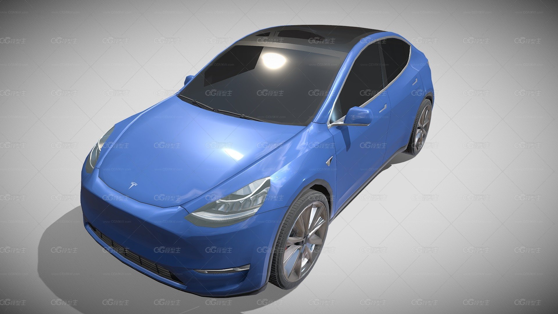 带底盘的特斯拉Model Y RWD Blue-1