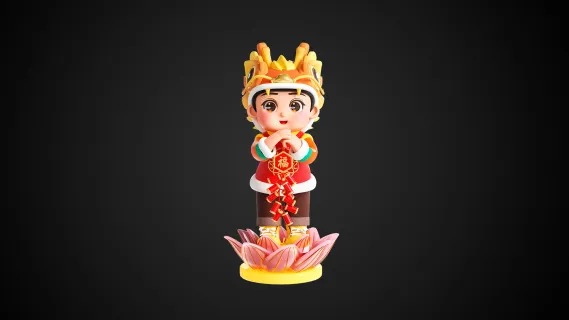 龙年春节3D龙装饰套头新年拜年人物
