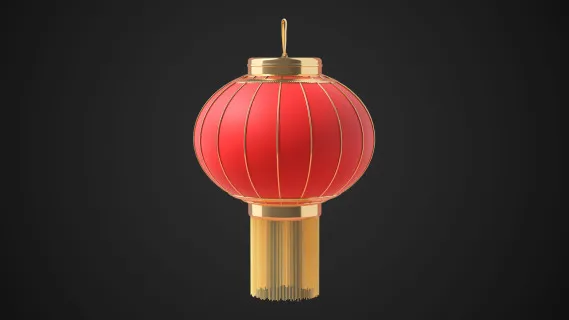 新年春节元素红灯笼年货节创意C4D模型