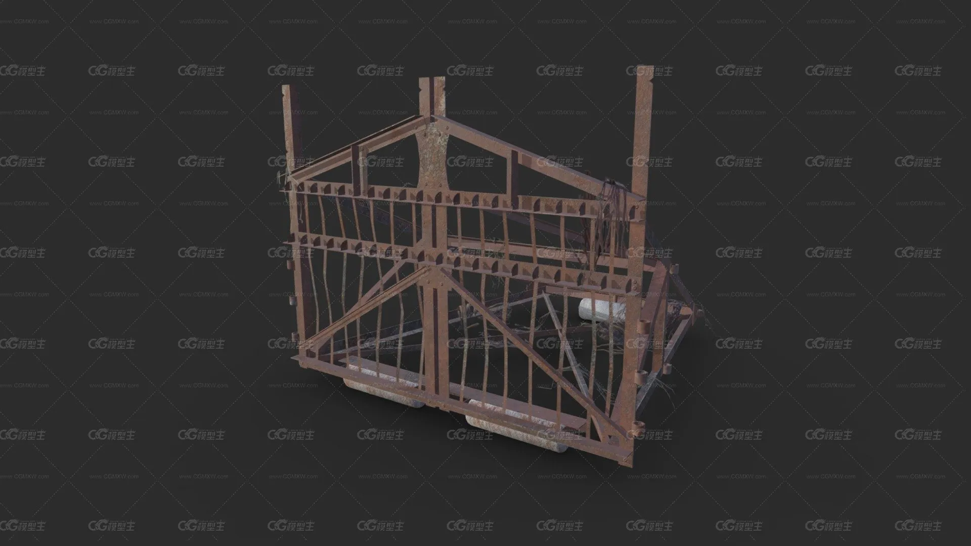 废弃铁门 栅栏门 末日铁门 游戏道具 僵尸大门-1