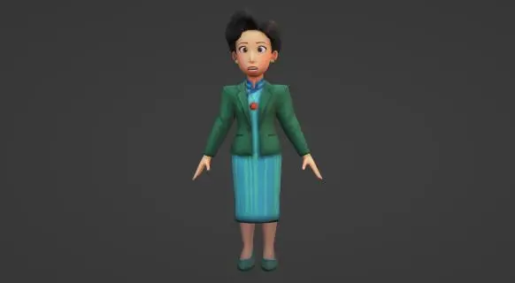 卡通女职员 家庭主妇 卡通女教师 妈妈 中年妇女 卡通女角色3D模型