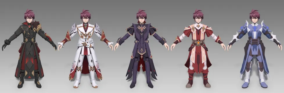 卡通二次元青年魔法师 魔术师 骑士 学徒 王子 战士 武士 青年学生 大学生带骨骼绑定