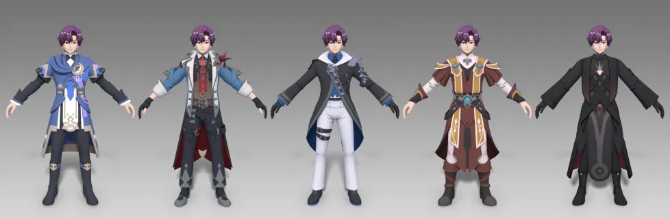 卡通二次元青年魔法师 魔术师 学徒 王子 战士 武士 青年学生 大学生带骨骼绑定