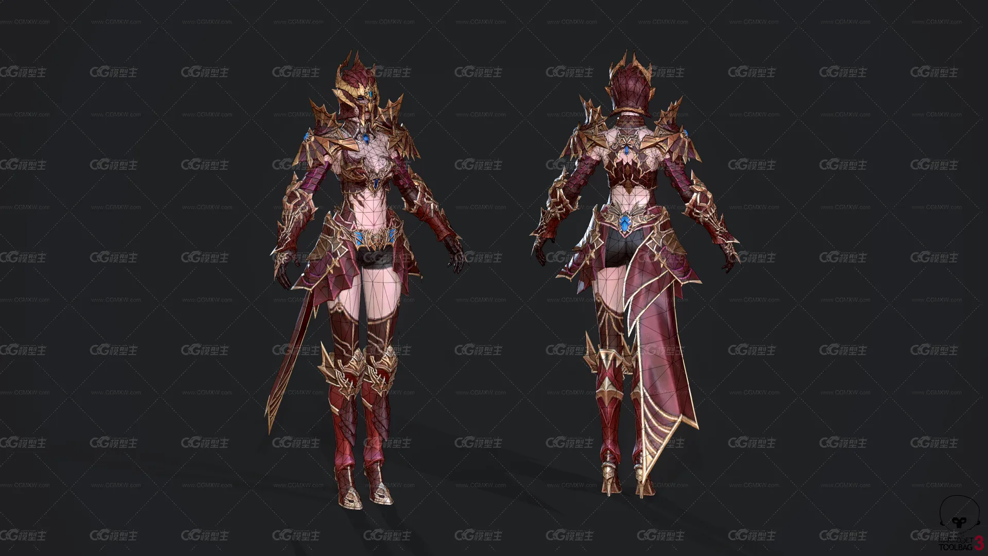 美女精灵骑士 女战士 弓箭手 铠甲将军 魔法骑士 魔幻 盔甲 性感精灵美少女 美女 精灵女王 女武神-3
