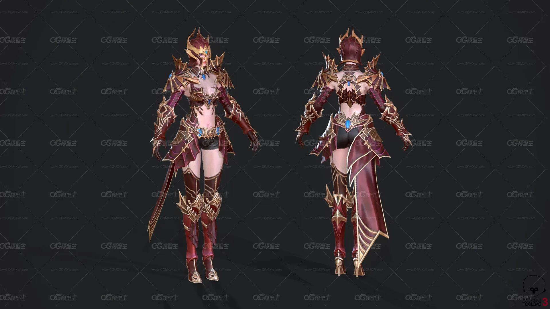 美女精灵骑士 女战士 弓箭手 铠甲将军 魔法骑士 魔幻 盔甲 性感精灵美少女 美女 精灵女王 女武神-2