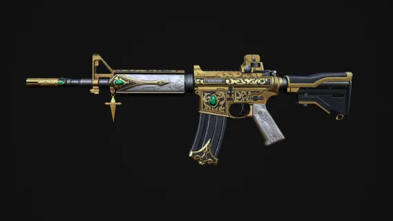 黄金M4战斗步枪 卡宾枪 突击步枪 M4半自动步枪 CSGO枪皮肤 吃鸡绝地求生 武器涂装 枪涂装 游戏武器